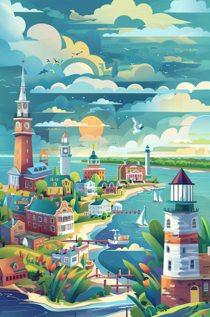 Coastal City 500 / 1000 Piece Puzzle - By Woodbests