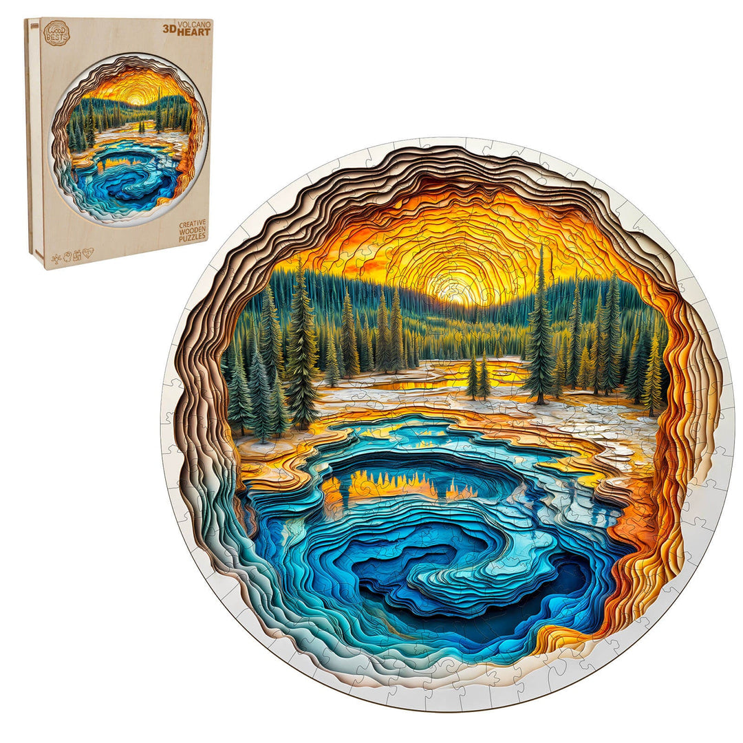 3D Volcano Heart Wooden Jigsaw Puzzle