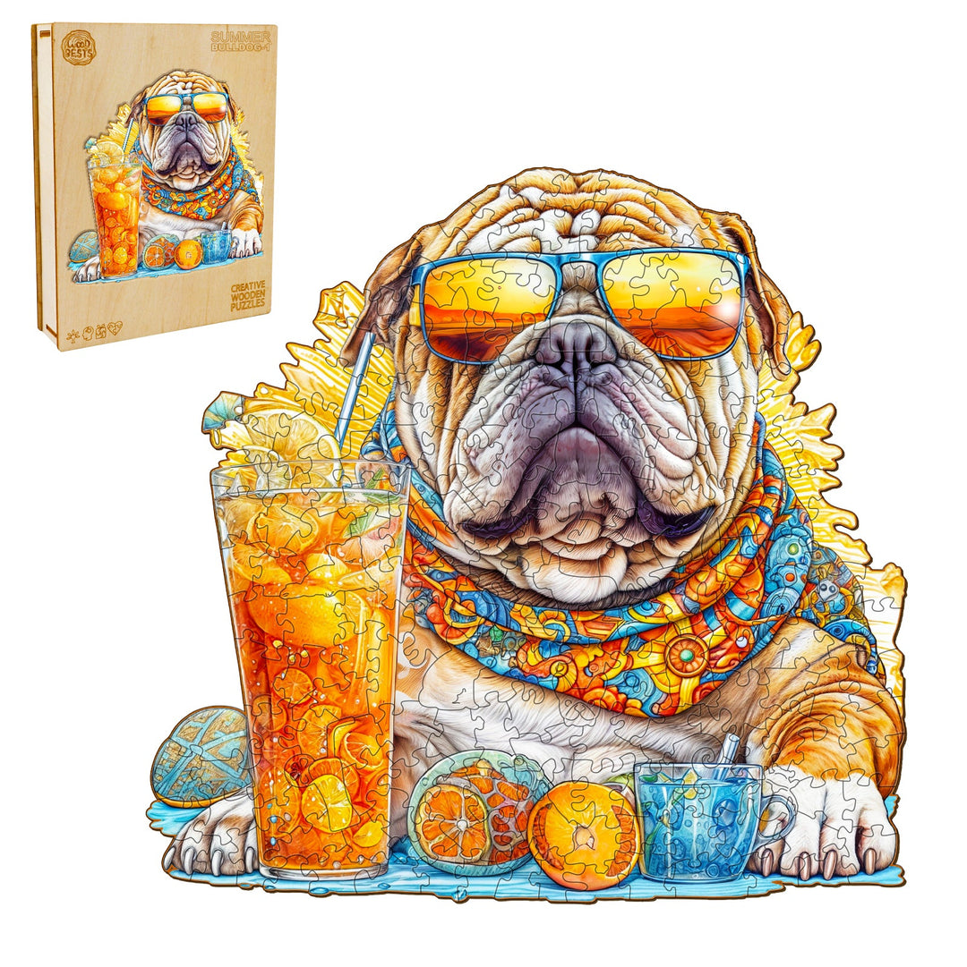 Summer Bulldog-1 Wooden Jigsaw Puzzle
