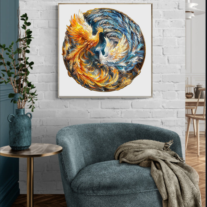 Yin Yang Phoenix-2 Wooden Jigsaw Puzzle-Woodbests