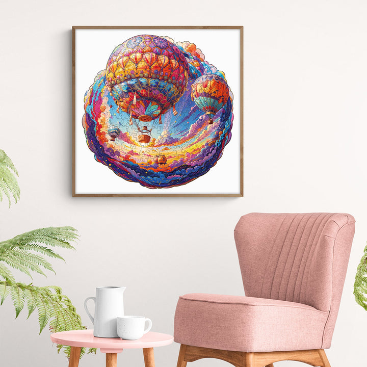 Hot Air Balloon Wooden Jigsaw Puzzle-Woodbests