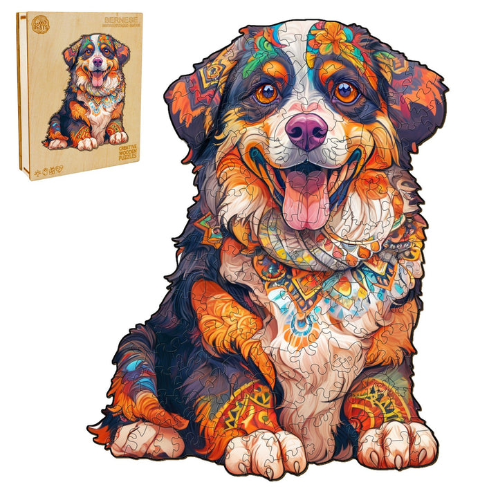 Bernese Mountain Dog Wooden Jigsaw Puzzle-Woodbests
