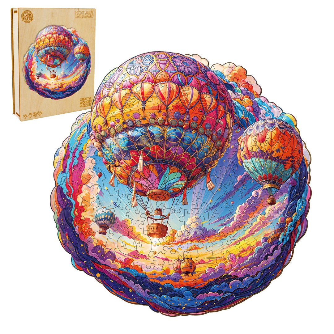 Hot Air Balloon Wooden Jigsaw Puzzle-Woodbests