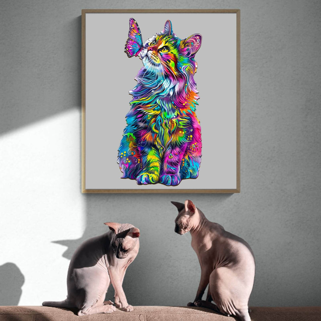 Colorful Cat Wooden Jigsaw Puzzle