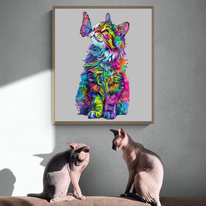 Colorful Cat Wooden Jigsaw Puzzle