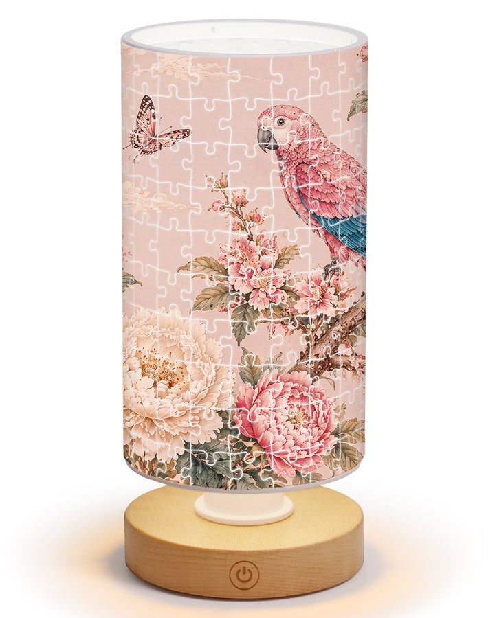 DIY Dimmable Acrylic Cylindrical Puzzle Lamp - Pink Parrot