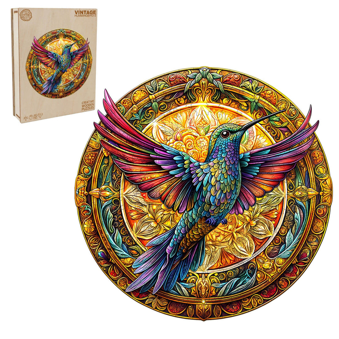 Vintage hummingbird-2  Wooden Jigsaw Puzzle