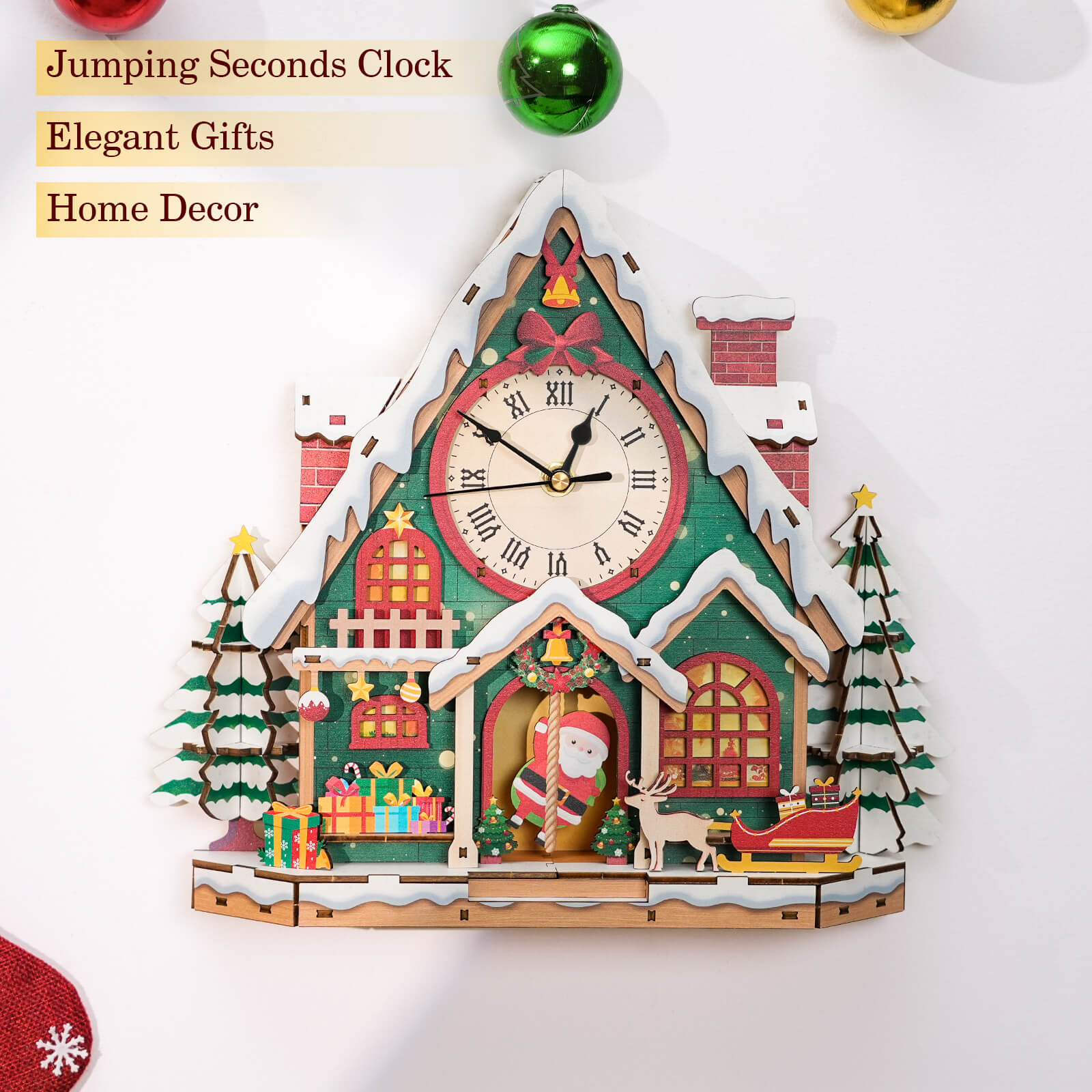 Christmas Snow House– DIY Wooden Clock, 3D Puzzle Kit – uk.woodbests