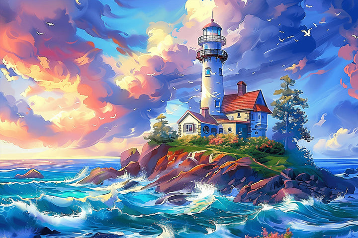 Lonely Island Lighthouse 500 / 1000 Piece Puzzle - By Woodbests