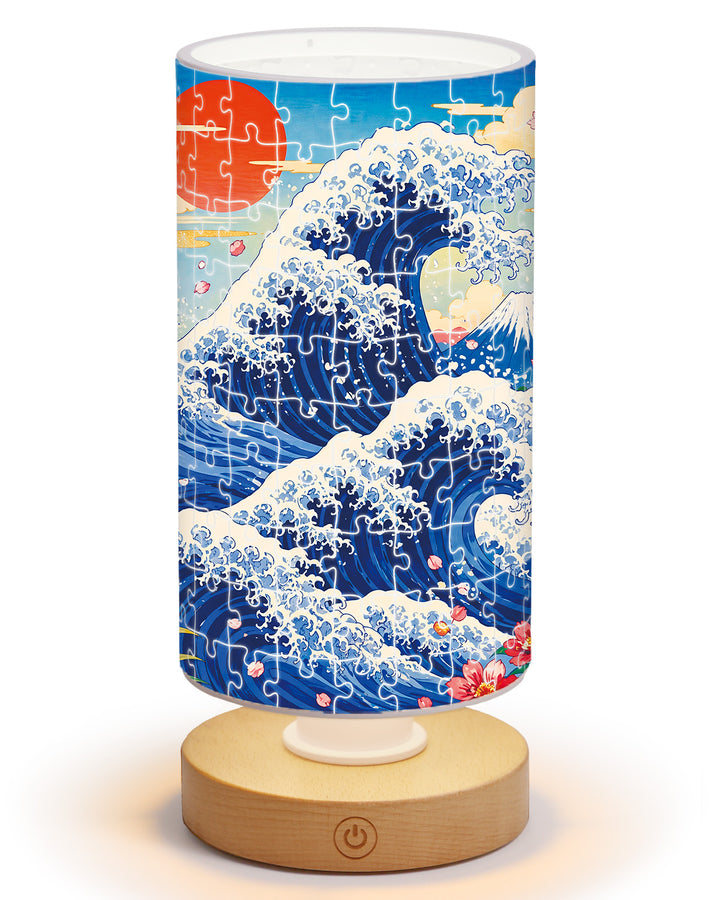 DIY Dimmable Acrylic Cylindrical Puzzle Lamp - Sunset Waves