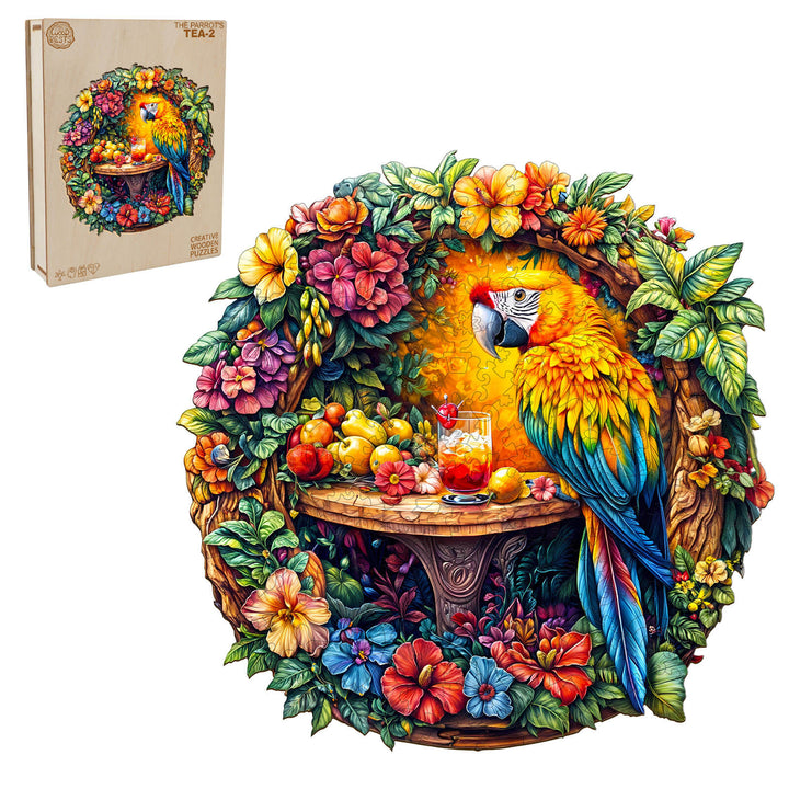The parrot's tea-2 Wooden Jigsaw Puzzle