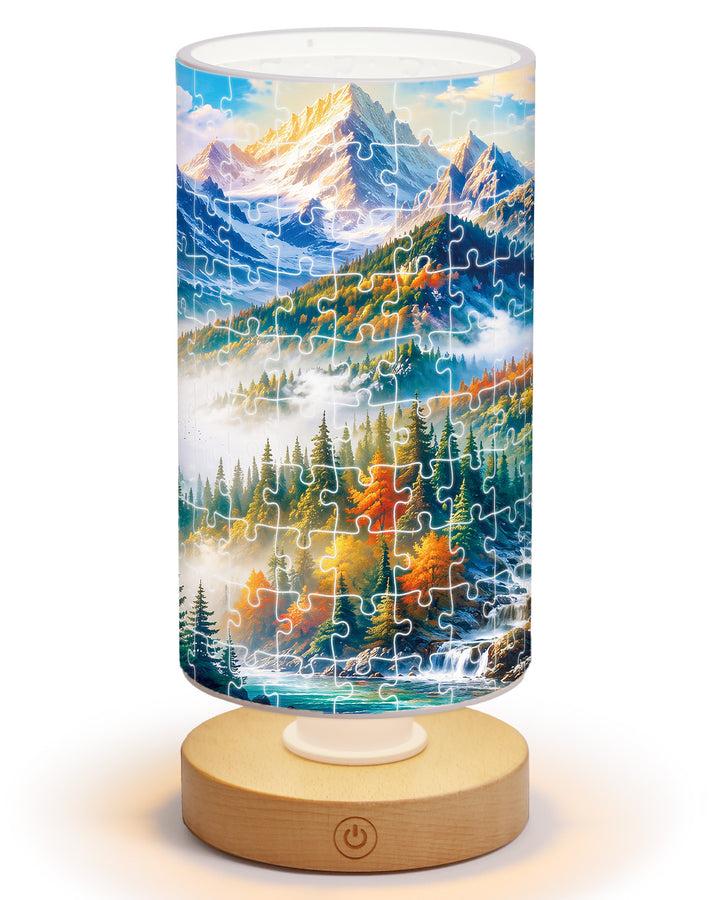 DIY Dimmable Acrylic Cylindrical Puzzle Lamp - Mountain Paradise