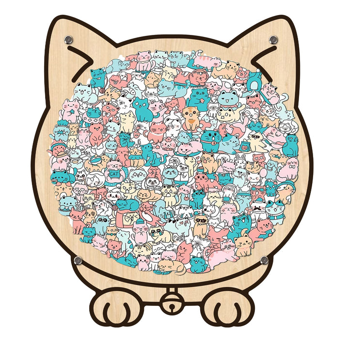 Morandi-Colored Lovely Kitty Shaped Wooden Jigsaw Puzzle