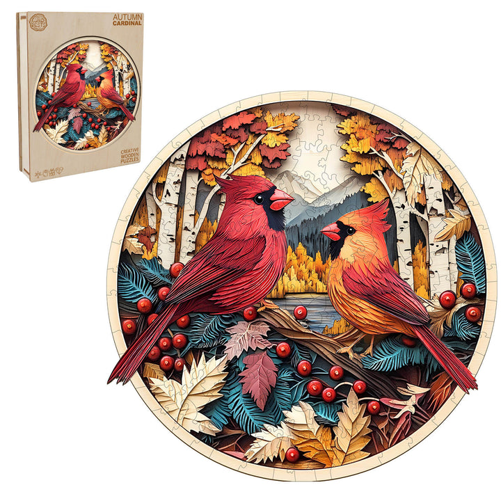 Autumn Cardinal Wooden Jigsaw Puzzle - By Woodbests