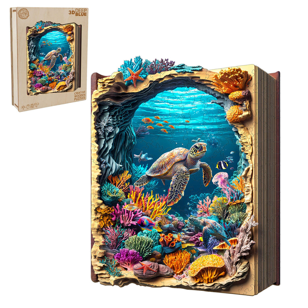 3D Deep Blue Wooden Jigsaw Puzzle