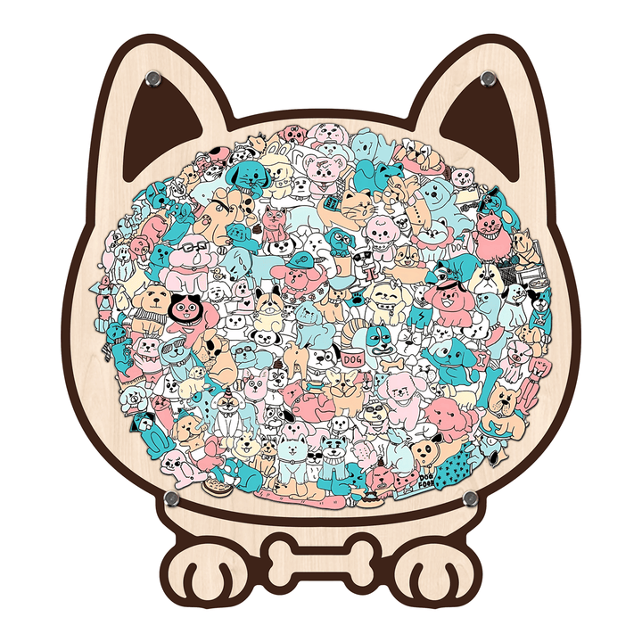 Morandi-Colored Cute Dog Shaped Wooden Jigsaw Puzzle