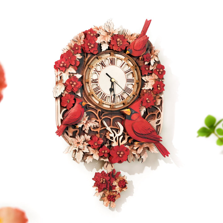 Cardinal-DIY Wooden Clock, 3D Puzzle Craft Kit