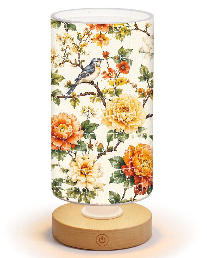 DIY Dimmable Acrylic Cylindrical Puzzle Lamp - Golden Rose Birdsong