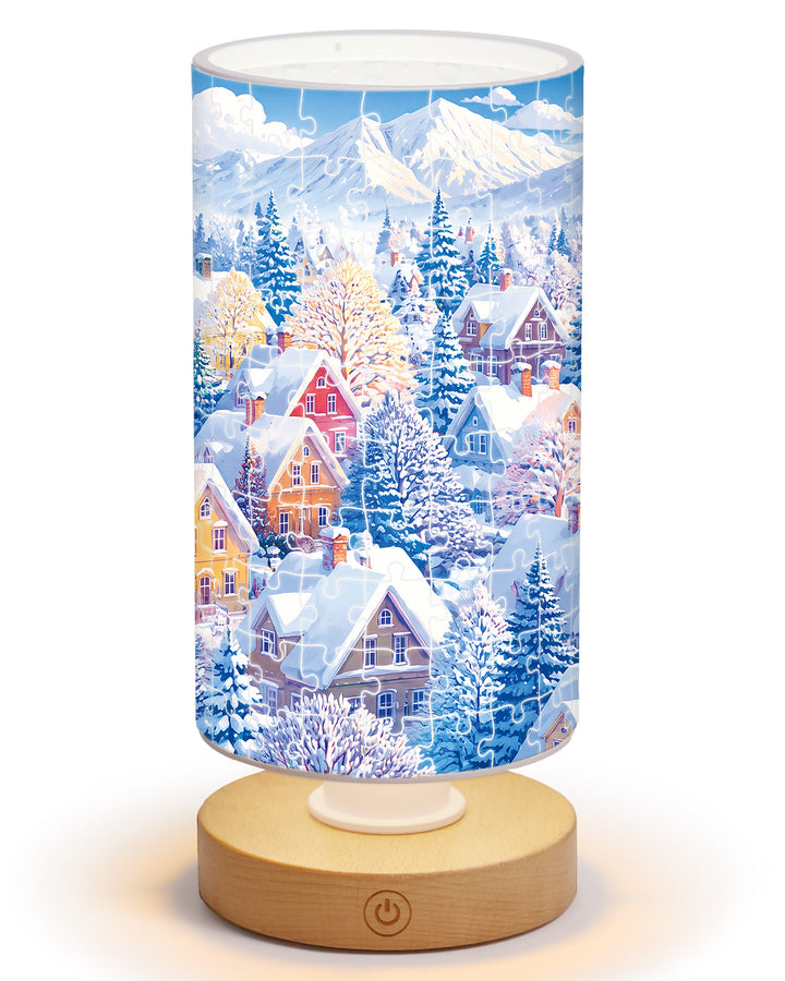 DIY Dimmable Acrylic Cylindrical Puzzle Lamp - Blue Winter Wonderland