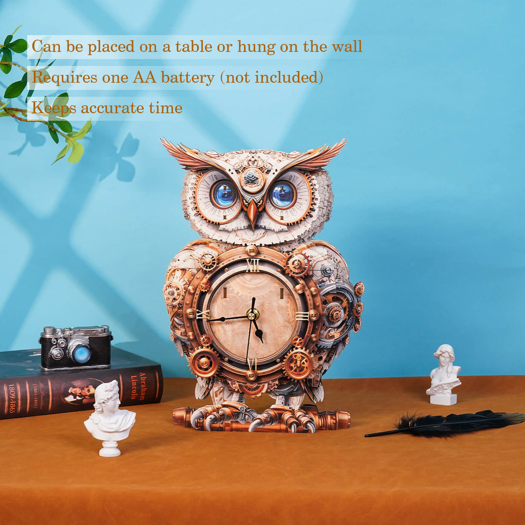 Mechanical Owl - DIY Wooden Clock , 3D Puzzle Craft Kit