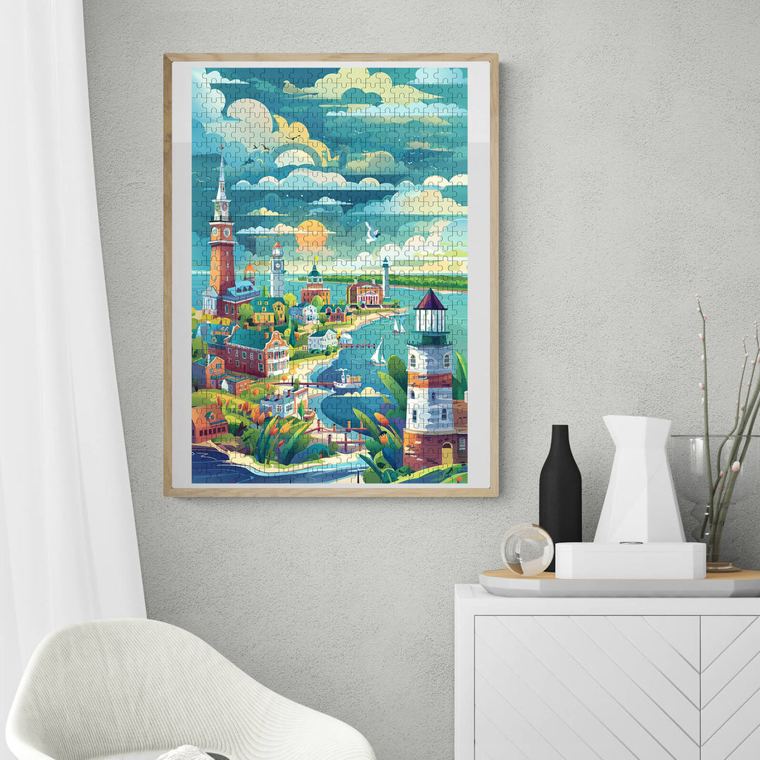 Coastal City 500 / 1000 Piece Puzzle - By Woodbests