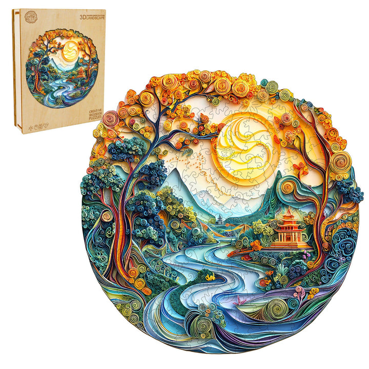 3D Colored Paper Sculpture Landscape Wooden Jigsaw Puzzle - By Woodbests