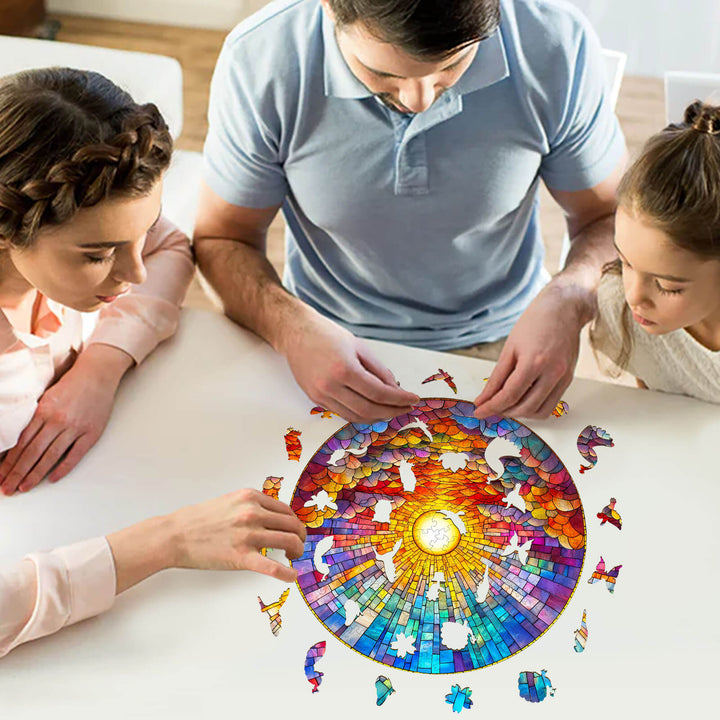 Stained Glass Rainbow Wooden Jigsaw Puzzle - By Woodbests