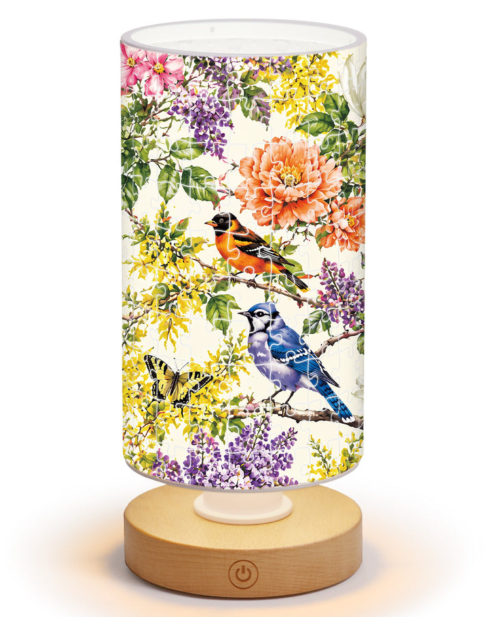 DIY Dimmable Acrylic Cylindrical Puzzle Lamp - Birdsong Blossom Garden