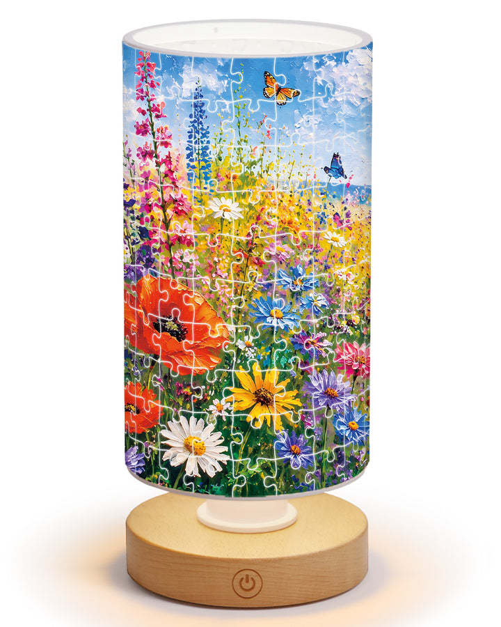 DIY Dimmable Acrylic Cylindrical Puzzle Lamp - Summer Meadow in Bloom