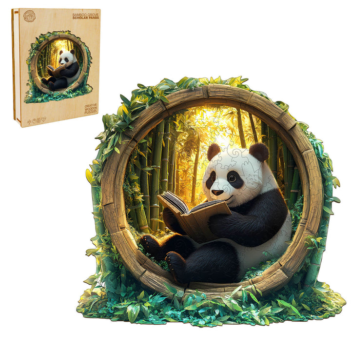3D Bamboo Grove Scholar Panda Wooden Jigsaw Puzzle - Woodbests