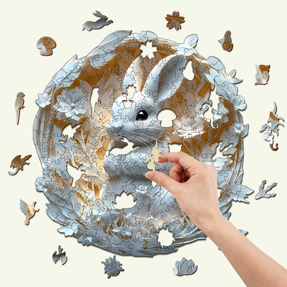 3D Paper Rabbit Wooden Jigsaw Puzzle - By Woodbests