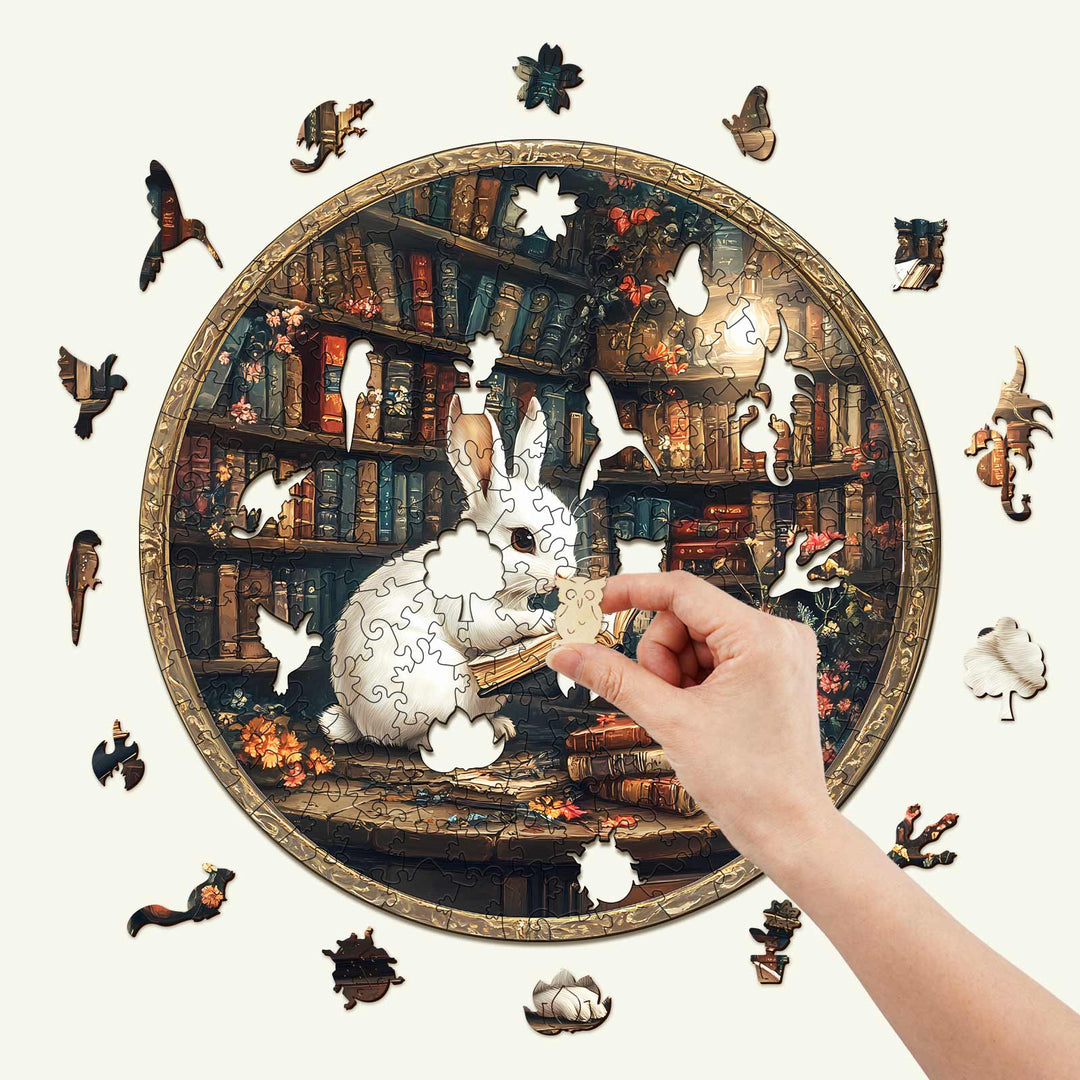 Magic Library Rabbit Wooden Jigsaw Puzzle - By Woodbests