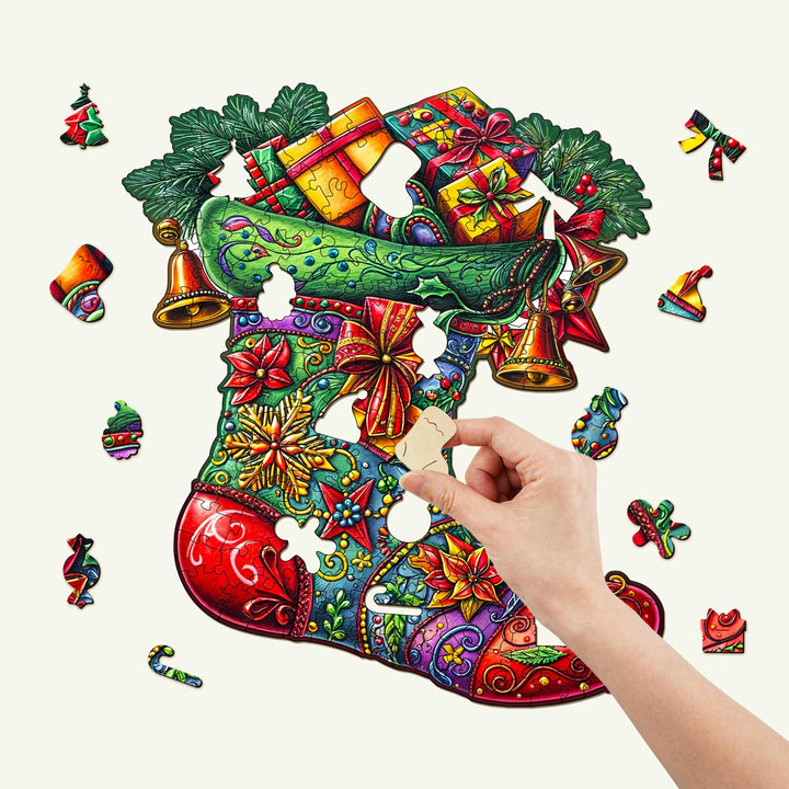 Christmas Socks Wooden Jigsaw Puzzle