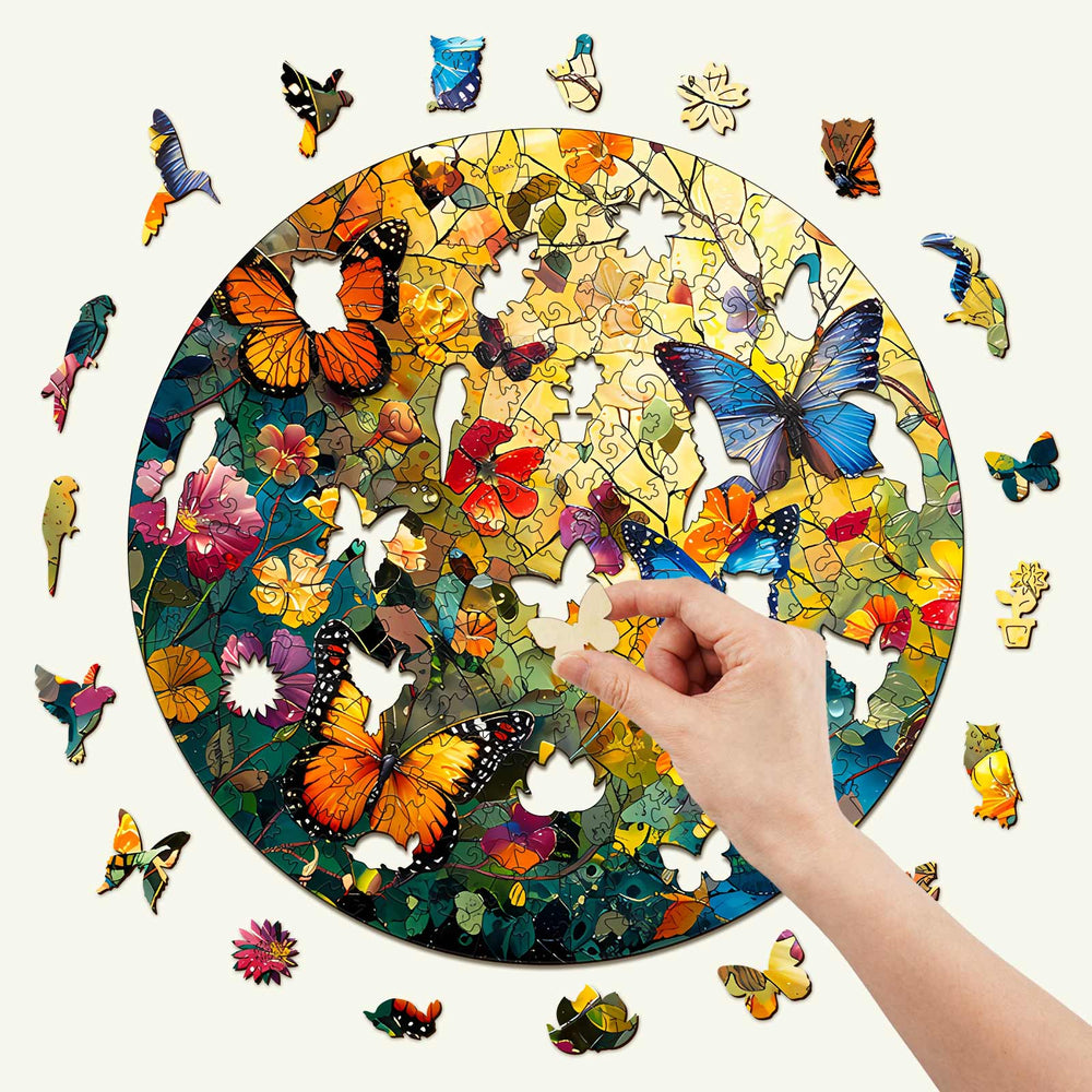 Butterflies and Flowers Wooden Jigsaw Puzzle - By Woodbests