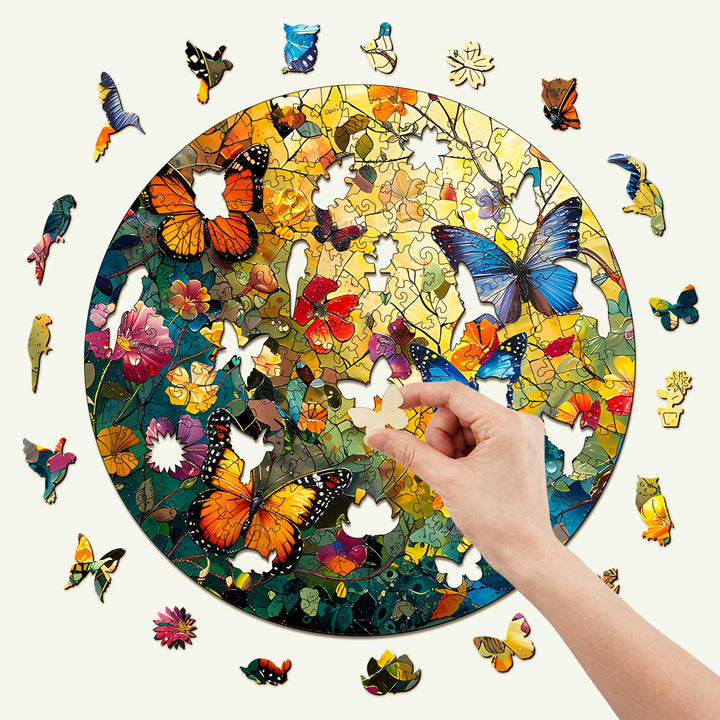 Butterflies and Flowers Wooden Jigsaw Puzzle - By Woodbests