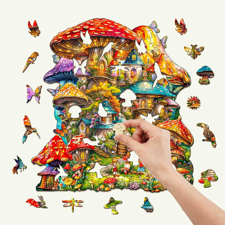 Mushroom House Wooden Jigsaw Puzzle - By Woodbests