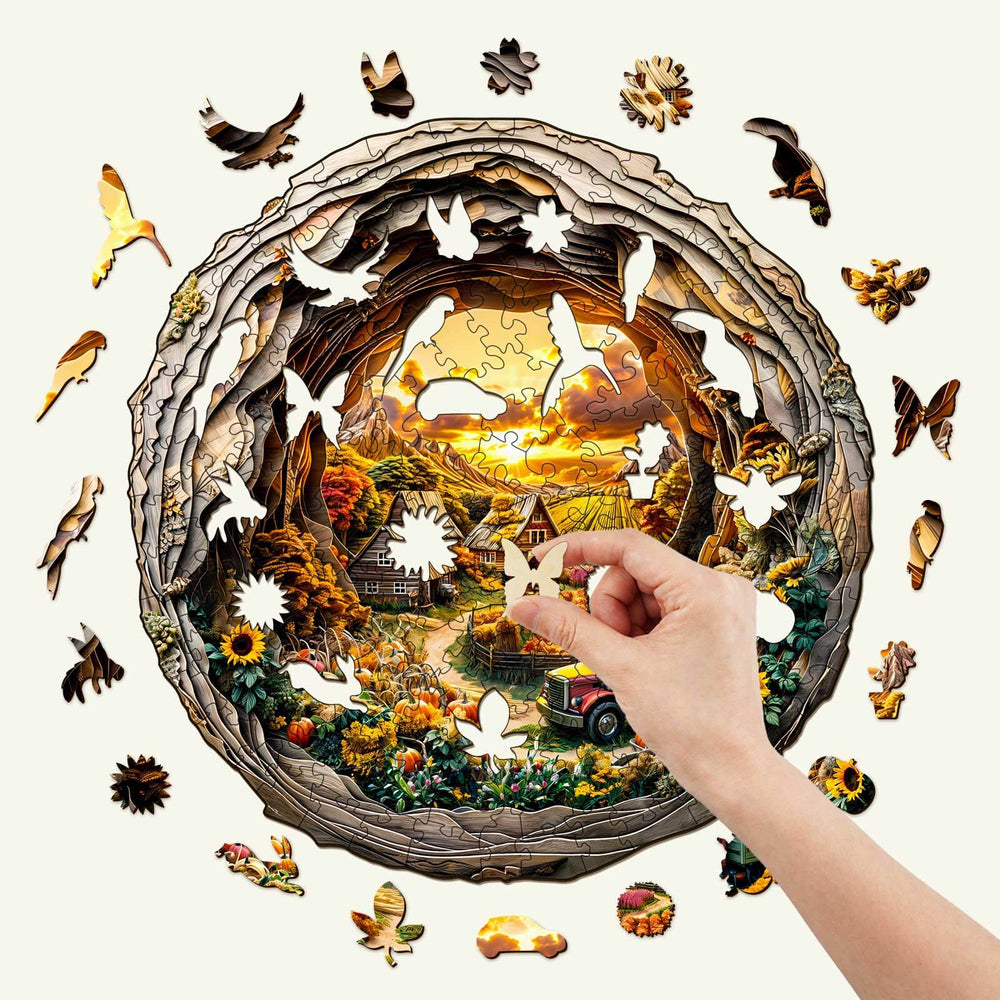 3D Autumn Farm-2 Wooden Jigsaw Puzzle - Woodbests