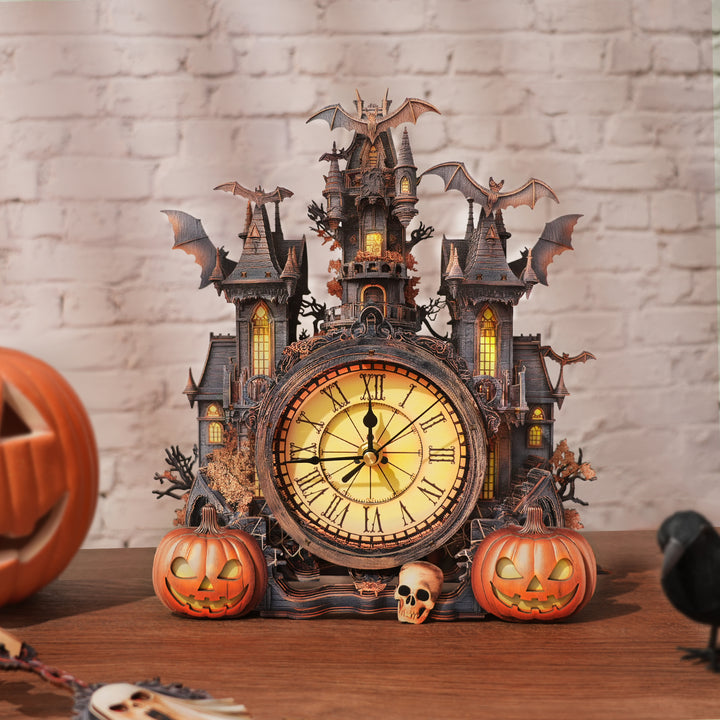Halloween Castle-DIY Wooden Clock, 3D Puzzle Craft Kit