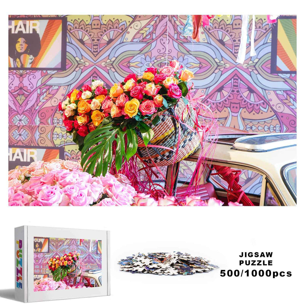 Happy Flower Basket 500 / 1000 Piece Puzzle - Woodbests
