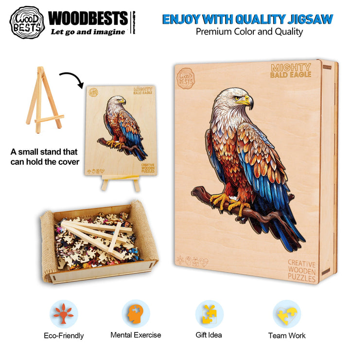 Mighty Bald Eagle Wooden Jigsaw Puzzle-Woodbests