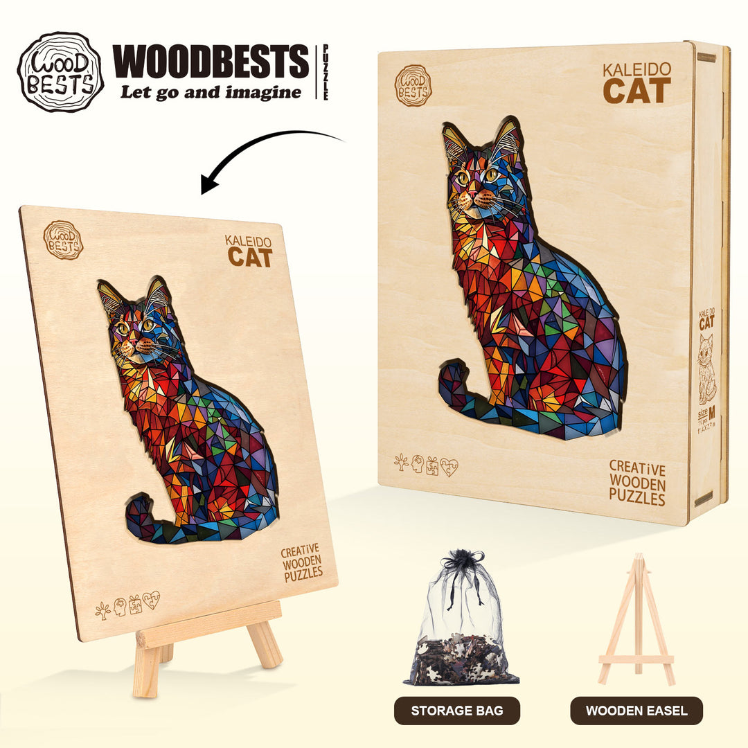Kaleido Cat Wooden Jigsaw Puzzle