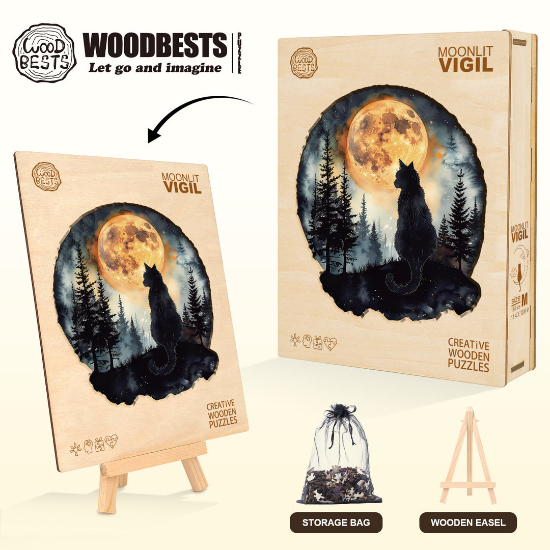 Moonlit Vigil Wooden Jigsaw Puzzle