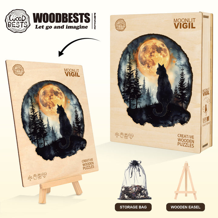 Moonlit Vigil Wooden Jigsaw Puzzle