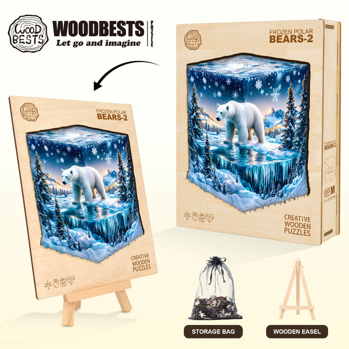 Frozen polar bears-2 Wooden Jigsaw Puzzle