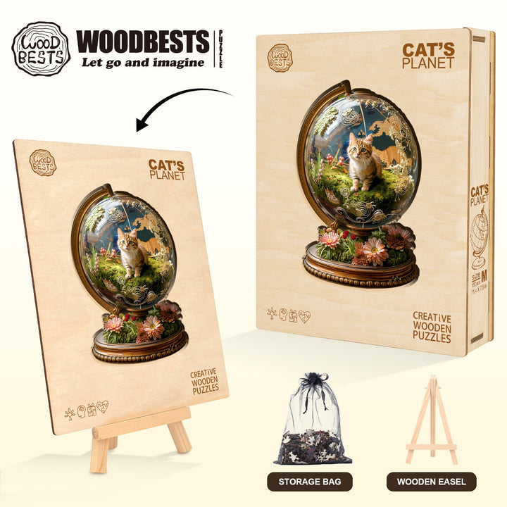Cat's Planet Wooden Jigsaw Puzzle