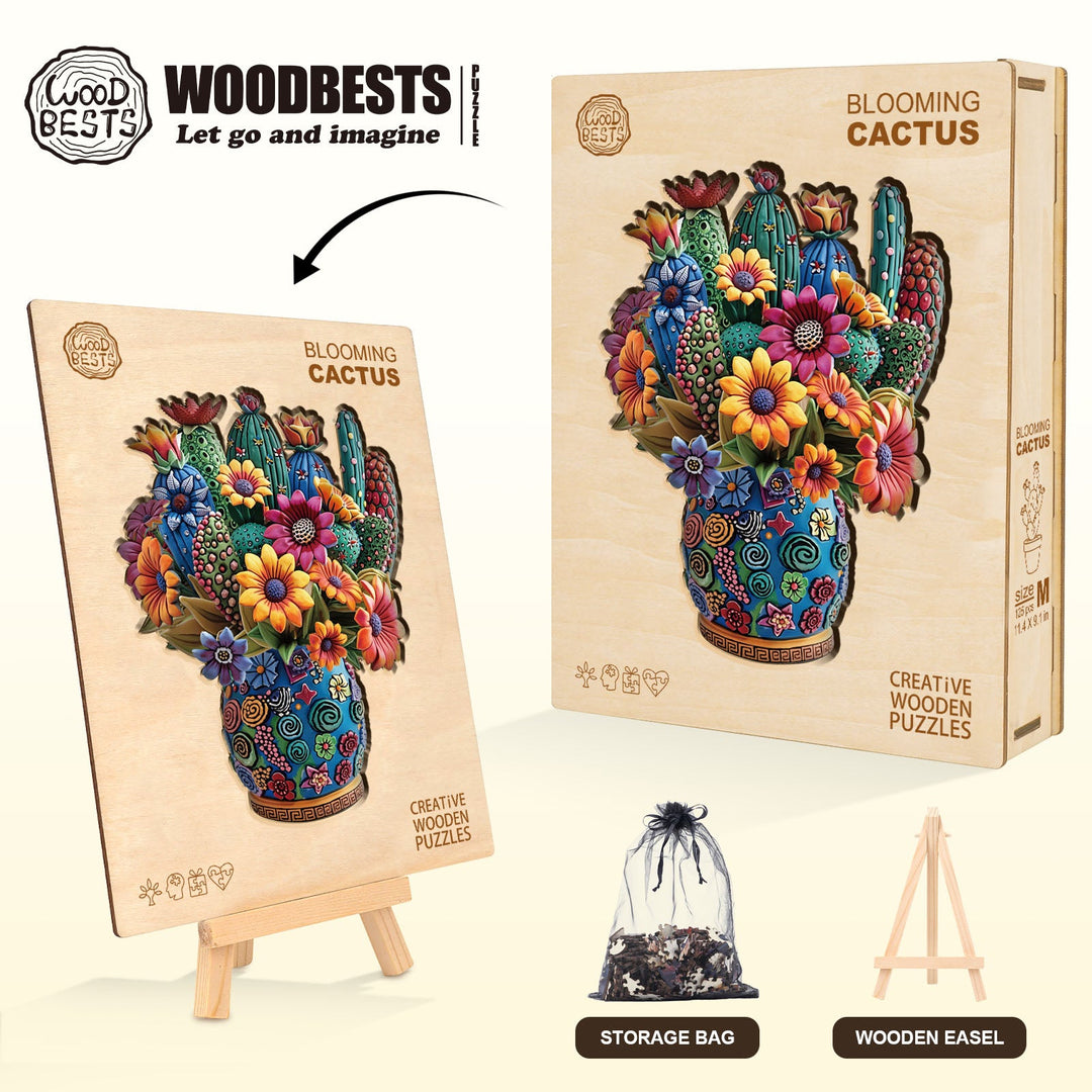 Blooming cactus Wooden Jigsaw Puzzle