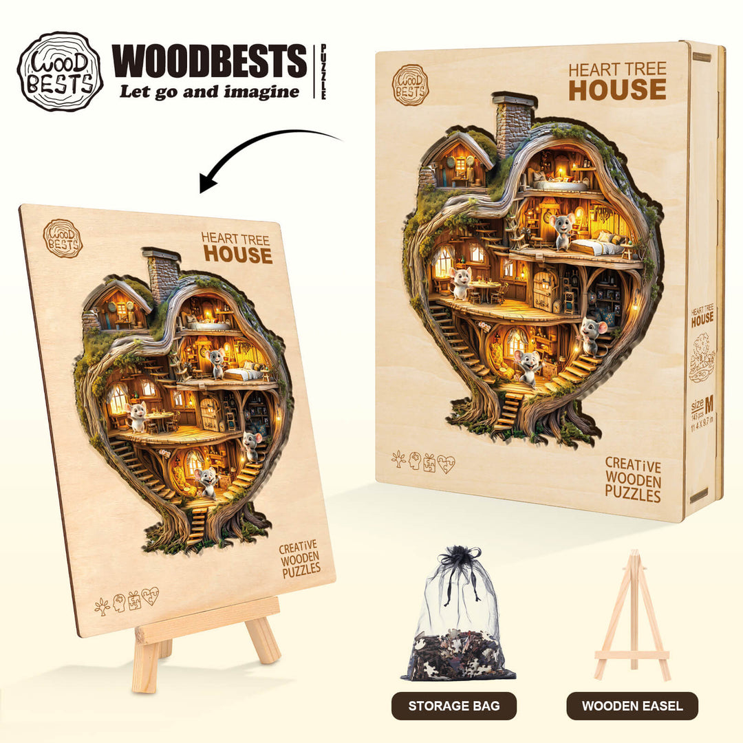 Heart Tree House Wooden Jigsaw Puzzle
