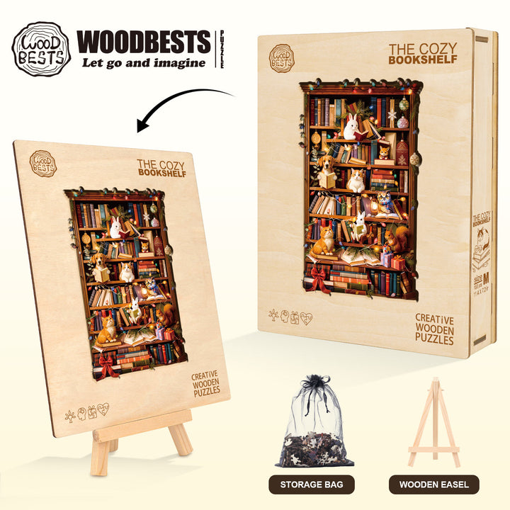 The Cozy Bookshelf Wooden Jigsaw Puzzle