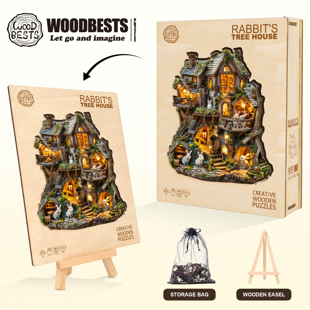 Rabbit's Tree House  Wooden Jigsaw Puzzle