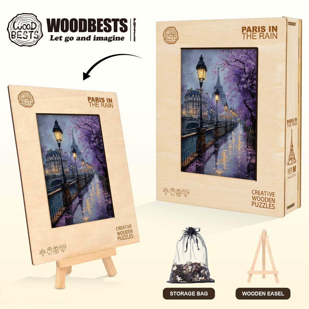 Paris In The Rain Wooden Jigsaw Puzzle
